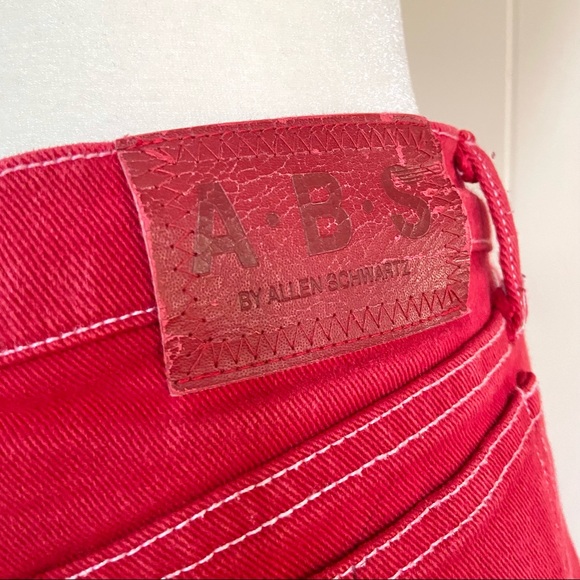 Vintage A.B.S Allen Schwartz Red Cropped Jeans size 28 - Picture 6 of 10